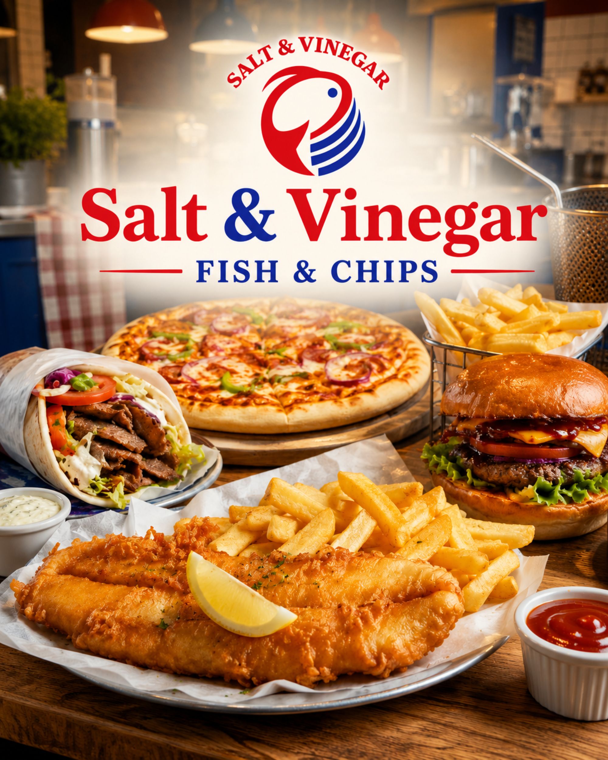 Salt & Vinegar Fish and Chips takeaway food